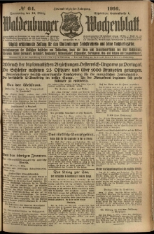 Waldenburger Wochenblatt, Jg. 62, 1916, nr 64