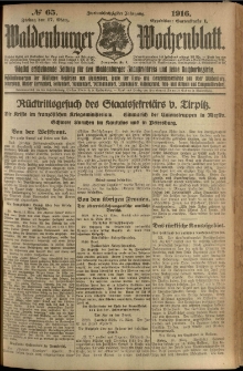 Waldenburger Wochenblatt, Jg. 62, 1916, nr 65
