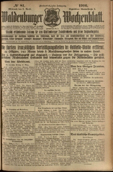 Waldenburger Wochenblatt, Jg. 62, 1916, nr 81