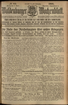 Waldenburger Wochenblatt, Jg. 62, 1916, nr 83