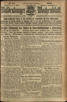 Waldenburger Wochenblatt, Jg. 62, 1916, nr 84