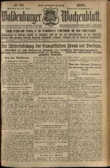 Waldenburger Wochenblatt, Jg. 62, 1916, nr 87
