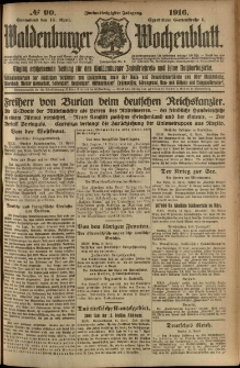 Waldenburger Wochenblatt, Jg. 62, 1916, nr 90