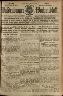 Waldenburger Wochenblatt, Jg. 62, 1916, nr 91