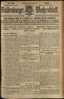 Waldenburger Wochenblatt, Jg. 62, 1916, nr 93