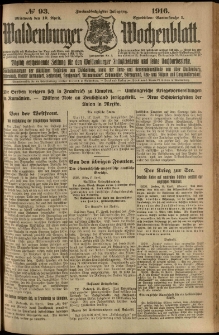 Waldenburger Wochenblatt, Jg. 62, 1916, nr 93