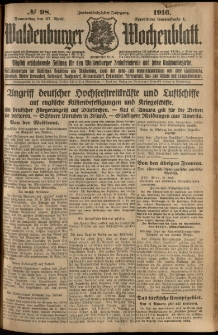 Waldenburger Wochenblatt, Jg. 62, 1916, nr 98