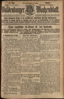 Waldenburger Wochenblatt, Jg. 62, 1916, nr 99