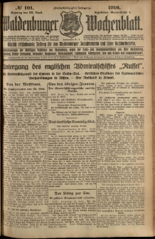 Waldenburger Wochenblatt, Jg. 62, 1916, nr 101