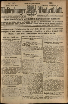 Waldenburger Wochenblatt, Jg. 62, 1916, nr 105