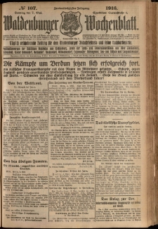 Waldenburger Wochenblatt, Jg. 62, 1916, nr 107