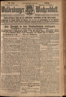 Waldenburger Wochenblatt, Jg. 62, 1916, nr 121