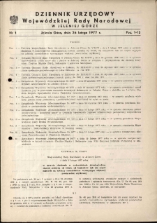 Dziennik Urzędowy Województwa Jeleniogórskiego, 1977, nr 1