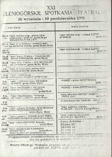 XXI Jeleniogórskie Spotkania Teatralne - ulotka [Dokument życia społecznego]