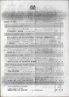 XXIV Jeleniog&oacute;rskie Spotkania Teatralne - kalendarium [Dokument życia społecznego]