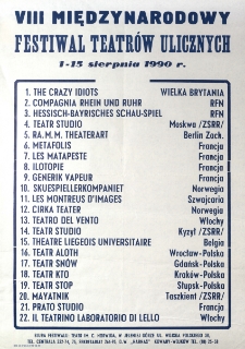 VIII Międzynarodowy Festiwal Teatrów Ulicznych - afisz [Dokument życia społecznego]