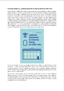 Promocja książki pt. „Ludność żydowska w Jeleniej Górze po 1945 roku” [Dokument elektroniczny]