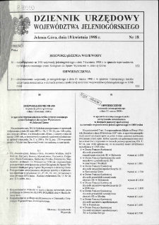 Dziennik Urzędowy Województwa Jeleniogórskiego, 1998, nr 18
