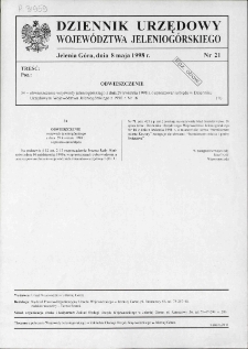 Dziennik Urzędowy Województwa Jeleniogórskiego, 1998, nr 21