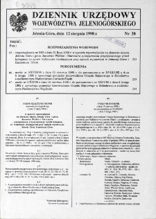 Dziennik Urzędowy Województwa Jeleniogórskiego, 1998, nr 38