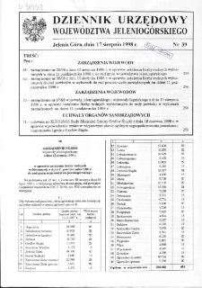 Dziennik Urzędowy Województwa Jeleniogórskiego, 1998, nr 39