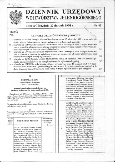 Dziennik Urzędowy Województwa Jeleniogórskiego, 1998, nr 40