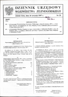 Dziennik Urzędowy Województwa Jeleniogórskiego, 1997, nr 25
