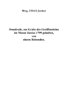 Standrede, am Grabe des Greiffensteins im Monat Junius 1799 gehalten, von einem Reisenden [Dokument elektroniczny]