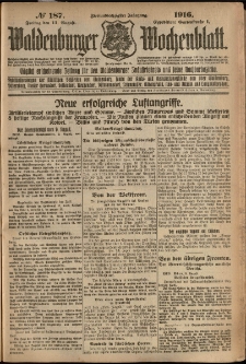 Waldenburger Wochenblatt, Jg. 62, 1916, nr 187