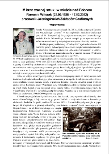 Mistrz czarnej sztuki w mieście nad Bobrem - Romuald Witczak (23.06.1938 – 17.02.2022) : pracownik Jeleniogórskich Zakładów Graficznych : wspomnienia [Dokument elektroniczny]