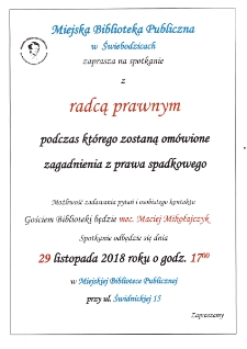 Spotkanie z radcą prawnym - afisz [Dokument życia społecznego]