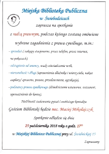 Spotkanie z radcą prawnym - afisz [Dokument życia społecznego]