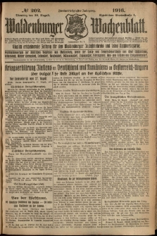 Waldenburger Wochenblatt, Jg. 62, 1916, nr 202