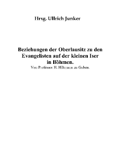 Beziehungen der Oberlausitz zu den Evangelisten auf der kleinen Iser in Böhmen [Dokument elektroniczny]