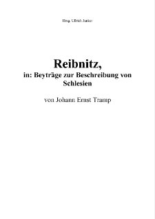 Reibnitz in: Beyträge zur Beschreibung von Schlesien [Dokument elektroniczny]
