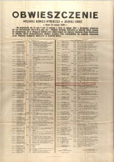 Obwieszczenie Miejskiej Komisji Wyborczej w Jeleniej G&oacute;ze z dnia 22 maja 1984 r.