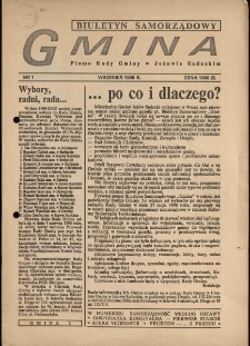 Gmina : biuletyn samorządowy : pismo Rady Gminy w Jeżowie Sudeckim, 1990, nr 1