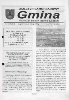 Gmina : biuletyn samorządowy : pismo Rady Gminy w Jeżowie Sudeckim, 2002, nr 34