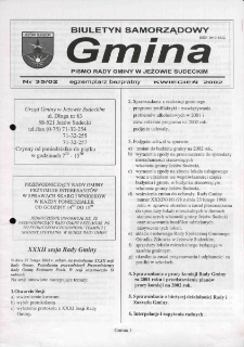Gmina : biuletyn samorządowy : pismo Rady Gminy w Jeżowie Sudeckim, 2002, nr 35