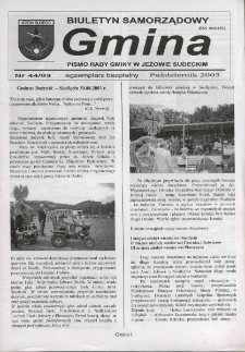 Gmina : biuletyn samorządowy : pismo Rady Gminy w Jeżowie Sudeckim, 2003, nr 44