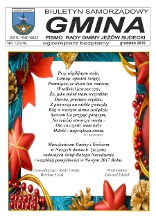 Gmina : biuletyn samorządowy : pismo Rady Gminy Jeżów Sudecki, 2016, nr 123