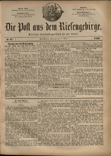 Die Post aus dem Riesengebirge, 1883, nr 67