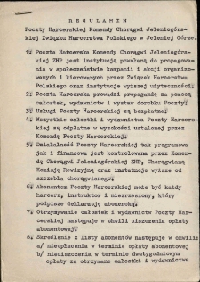 Regulamin Poczty Harcerskiej Komendy Chorągwi Jeleniogórskiej Związku Harcerstwa Polskiego w Jeleniej Górze