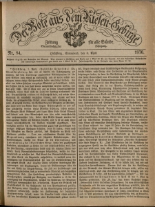 Der Bote aus dem Riesen-Gebirge : Zeitung für alle Stände, R. 64, 1876, nr 84