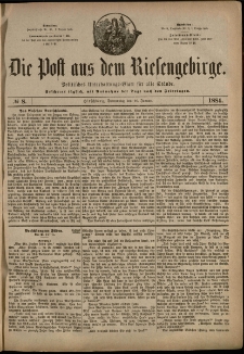Die Post aus dem Riesengebirge, 1884, nr 8