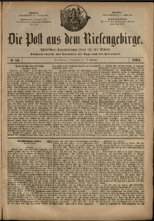 Die Post aus dem Riesengebirge, 1884, nr 14