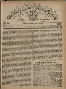 Der Bote aus dem Riesen-Gebirge : Zeitung für alle Stände, R. 64, 1876, nr 231