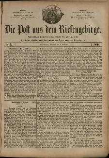 Die Post aus dem Riesengebirge, 1884, nr 31