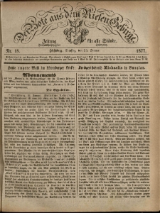 Der Bote aus dem Riesen-Gebirge : Zeitung für alle Stände, R. 65, 1877, nr 18
