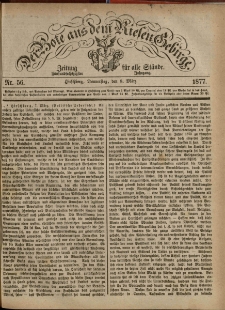 Der Bote aus dem Riesen-Gebirge : Zeitung für alle Stände, R. 65, 1877, nr 56
